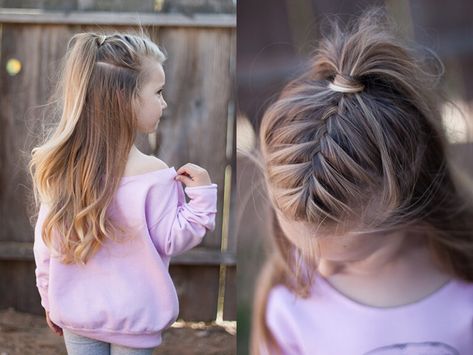 Half Up Hairstyles - Cute Girls Hairstyles Braids French, Easy Little Girl Hairstyles, Girl Hair Dos, Braided Hairdo, Cheer Hair, Toddler Hairstyles Girl