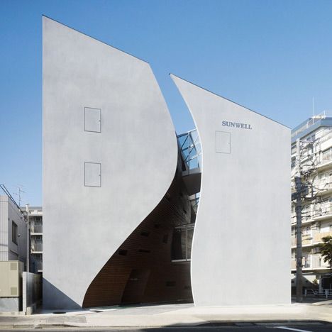 Sunwell Muse by Takato Tamagami and Be-Fun Design - Dezeen Japanese Architect, Architecture Design Concept, Building Facade, Architecture Exterior, Facade Architecture, Futuristic Architecture, Facade Design, Concept Architecture, Architecture Project