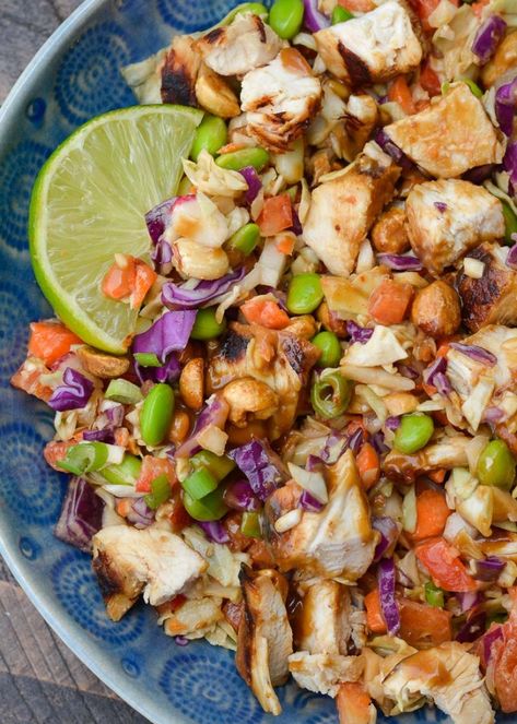 Thai Crunch Chicken Salad, Thai Inspired Chopped Chicken Salad, Crunchy Thai Chicken Salad With Peanut Dressing, Thai Chicken Bowls Healthy, Keto Thai Chicken Salad, Crunchy Thai Salad, Crunchy Thai Chicken Salad, Chicken For Salads Recipe, Macro Salad Recipes