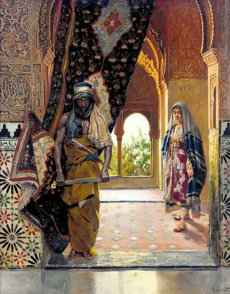 https://flic.kr/p/pyBUaq | ernst, rudolf - the guard of the harem | Rudolf Ernst  1854-1932  Oostenrijk Empire Ottoman, Arabian Art, The Guard, Islamic Paintings, European Paintings, Eastern Art, Arabic Art, Arabian Nights, Ottoman Empire