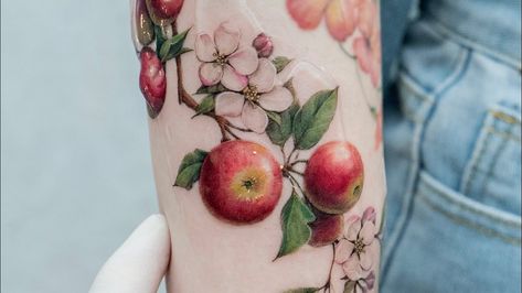 Apple Flowers Tattoo, Apple Flower Tattoo, Golden Apple Tattoo, Orchard Tattoo, Apple Branch Tattoo, Realistic Apple Tattoo, Apple Tree Flower Tattoo, Apple Tree Branch Tattoo, Dainty Apple Tattoo