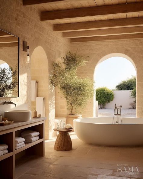 Italian Bathroom Tuscan Style, Mediteranian Home, Italian Villa Aesthetic, Mediterran House, Tuscany Bathroom, Italian Villa Interior Design, Rustic Chic Bathrooms, Tuscany Style Home, Modern Italian Villa