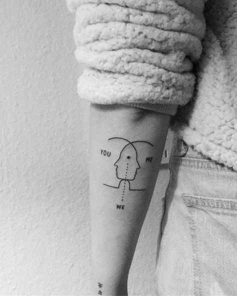 YOU - ME ----WE for @jodiecalussi #handpoke #tattoo #nomachine Jay Alvarez, Minimalist Tattoo Meaning, Paris Tattoo, Minimal Tattoos, Typography Tattoo, Handpoke Tattoo, Inspiration Tattoos, Forearm Tattoo Women, Delicate Tattoo