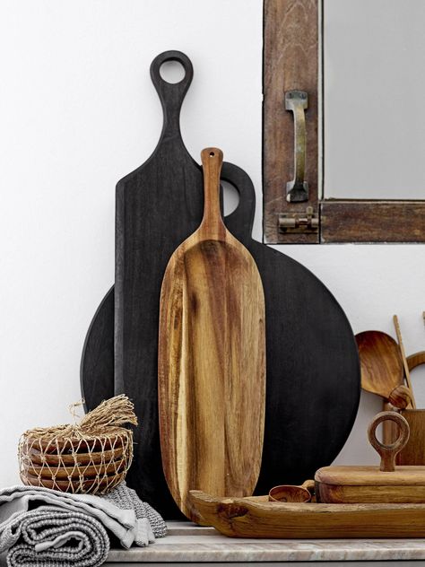 Black Acacia Wood Serving Board - HOM Greige Design, Wood Serving Board, Antique Farmhouse, Farmhouse Wall Decor, Wood Rounds, Wood Tray, Wood Board, Joss And Main, Acacia Wood