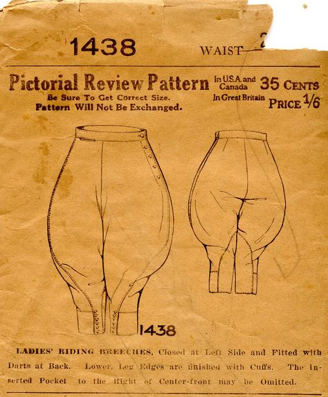 Vintage jodphur pattern. Interesting, but these are not cut like the WLA breeches and the pattern itself would be hard to find. Riding Breeches Pattern, Breeches Pattern, Women's Land Army, Baby Born Kleidung, Pattern Layout, Riding Habit, Fancy Fashion, Costume Sewing Patterns, Masquerade Costumes