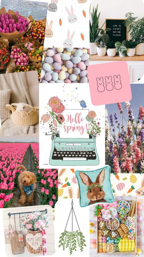 Spring Easter Aesthetic Wallpaper Easter Lockscreen Aesthetic, Easter Aesthetic Wallpaper Iphone, Easter Collage Wallpaper, Cute April Wallpaper, February Lockscreen Aesthetic, Easter Phone Wallpaper Aesthetic, April Aesthetic Wallpaper Iphone, April Aesthetic Collage, Spring Collage Aesthetic