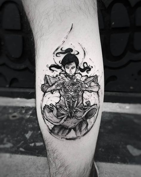 #ElegantTattoos #FineLineTattoo #ChicTattoos #ArtisticInk #SophisticatedTattoo #DelicateTattoo #MinimalistTattoo #ElegantInk #StylishTattoos #ElegantBodyArt Avatar Kyoshi Tattoo, Dragon Tattoo Sketch, State Tattoos, Avatar Tattoo, Avatar Korra, Cool Tattoo, Zodiac Tattoos, Bad Tattoos, Knee Tattoo