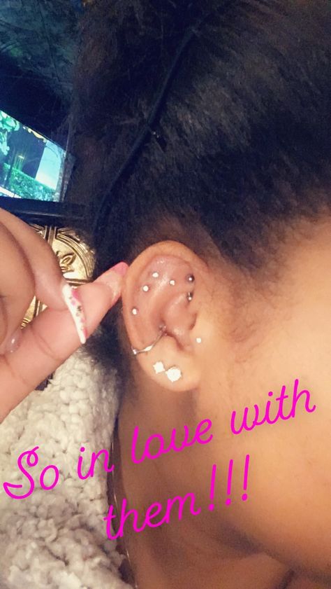 Finally finished my left ear with three flat piercings!! 2 Flat Piercings, Double Flat Piercing Ideas, Double Helix And Flat Piercing, 3 Flat Ear Piercings, Double Flat Piercing, Flat Ear Piercing Triple, Flat Piercing, New Life, Diamond Earrings