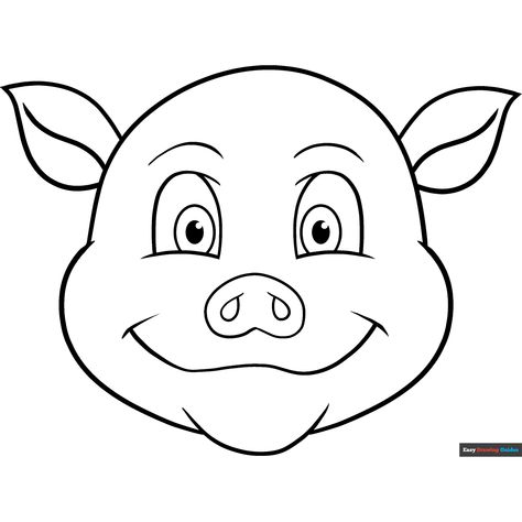 Free Pig Face Coloring Page for Kids Pig Head Drawing, Face Coloring, Easy Drawing Guides, Cartoon Reindeer, Pig Head, Pig Face, Head Drawing, Drawing Guides, Printable Coloring Sheets