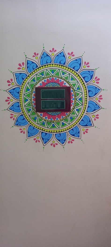 Switch board painting Mandala On Wall, Cupboard Painting, Switch Board Painting, Painted Mirror Art, Switch Board, Wall Cupboard, Board Painting, Clay Pot Crafts, Mirror Painting