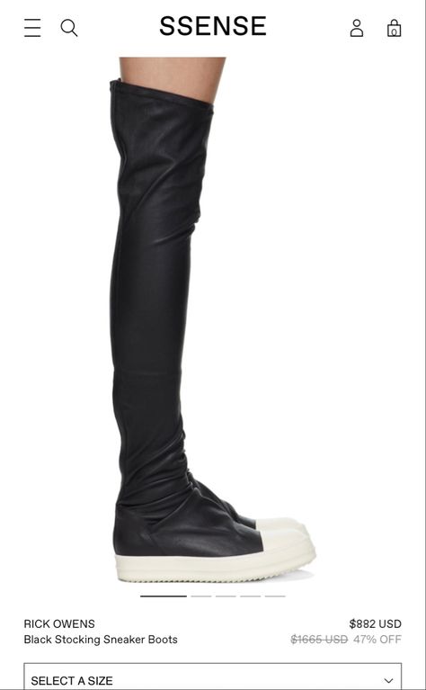 Rick Owens Thigh High Boots Outfit, Techwear Shoes, Famous Shoes, Thigh High Boots Outfit, High Boots Outfit, High Shoes, High Sneakers, Aesthetic Shoes, Famous Footwear