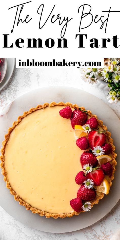 This recipe is for the best lemon tart. The crust is made out of ground Golden Oreos. It’s filled with a a creamy lemon custard like filling. It uses lemon juice, lemon zest and lemon extract to really give it a great zest lemon flavor. Beautiful Tarts, Lemon Custard Filling, Tartlet Shells, Lemon Custard Tart, Golden Oreo Crust, In Bloom Bakery, Bloom Bakery, Lemon Tart Recipe, Lemon Pie Recipe