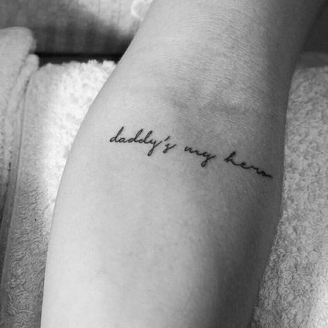 Dads And Daughters Tattoo, Fathers Daughter Tattoo, Cute Remembrance Tattoos, Father Daughter Quotes Tattoo, Meaningful Father Daughter Tattoos, Tattoo Ideas For Daughter Father, My Dad My Hero Tattoo, Tattoo Daughter And Father, Tattoo Ideas For Lost Loved Ones Dads