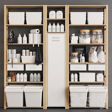 ikea ivar laundry room - Google Search Pantry Vintage, Desain Pantry Dapur, Ivar Ikea, Ikea Pantry, Desain Pantry, Ikea Ivar, Bathroom Model, Ikea Bathroom, Pantry Shelving