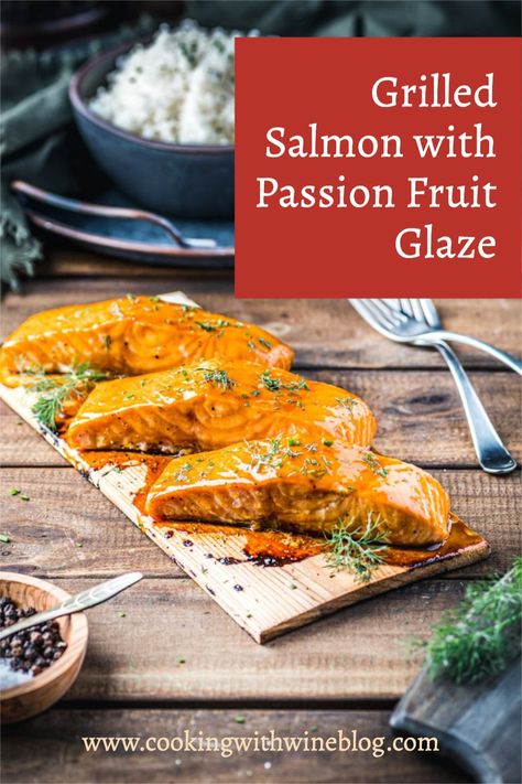 With all the flavors of Summer, this Grilled Salmon with Passion Fruit Glaze has a delicious sweet and tart glaze. Passion Fruit Glaze, Tart Glaze, Best Grilled Salmon Recipe, Fruit Glaze, Healthy Seafood Dishes, Frozen Food Packaging, Passionfruit Recipes, Seafood Recipes Healthy, Drink Inspiration