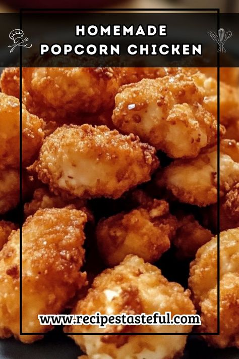 Crispy and flavorful, this Homemade Popcorn Chicken is perfect for snacking, parties, or a fun family meal. Coated in panko breadcrumbs and served with your favorite dipping sauces, it's a hit with both kids and adults! Homemade Popcorn Chicken, Baked Popcorn Chicken, Popcorn Chicken Recipe, Chicken Snacks, Homemade Popcorn, Buttermilk Chicken, Lunch Appetizers, Dipping Sauces, Popcorn Chicken