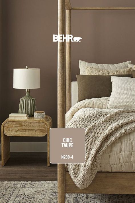 Chic Taupe N230-4 is a versatile color that never goes out of style. Here’s your cue to give your space a makeover. Fall Paint Colors, Taupe Paint Colors, Taupe Paint, Color Of The Month, Behr Paint Colors, Behr Paint, Cozy Room Decor, Bedroom Paint, Main Bedroom