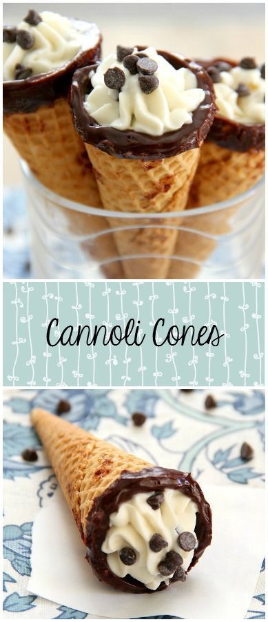 Cannoli Cones, Dessert Cannoli, Cannoli Recipe, Cheesecake Dip, Ice Cream Cones, Italian Desserts, Cannoli, Yummy Sweets, Food Cakes