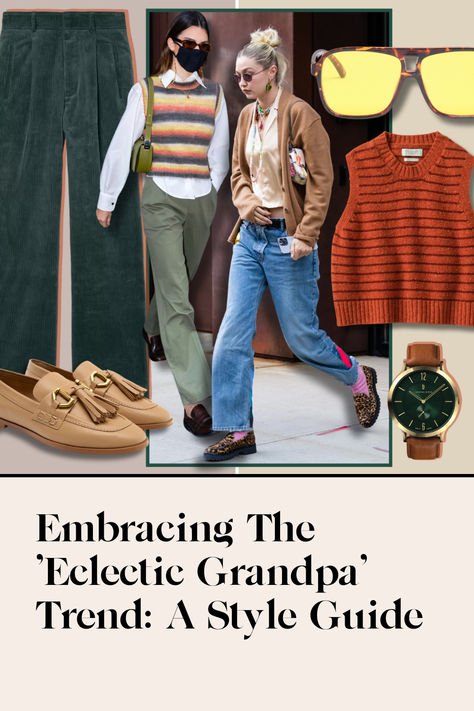 From opulent luxury to coastal chic, the world of fashion is no stranger to a plethora of style preferences. Nevertheless, the dawn of 2024 brought with it a fresh and intriguing trend, the ‘Eclectic Grandpa’ look, which has been gaining momentum in the fashion sphere as a notable eclectic style... #eclecticgrandpa #eclecticfashion #retrofashion #grandadfashion Coastal Grandpa Style, Grandpacore Outfits, Grandpa Chic Outfit, Eclectic Grandpa Style, Eclectic Grandpa Outfit, Eclectic Grandpa Fashion, Eclectic Grandma, Grandpa Fashion, Grandpa Outfit