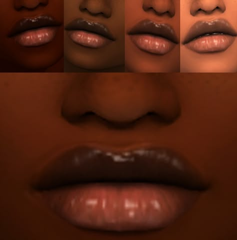 clear lip gloss from an awesome cc creator! link actually goes to the download page. S4cc Lips, The Sims 4 Lip Gloss, Sims 4 Black Lips, Sims 4 Cc Skin Tones Melanin, Sims Lipgloss, Sims4 Lips, Ts4 Makeup, Sims Makeup, Cc Makeup