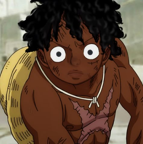 Black Man Pfp Anime, Black Luffy One Piece, Black Luffy Pfp, Black One Piece Characters, Afro Luffy, Icon Afro, Black Naruto, Blasian Anime, Blk Edits