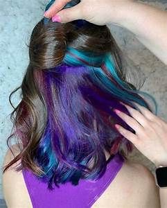 hidden hair color - Yahoo Image Search Results Hair With Different Color Underneath, Rainbow Underneath Hair, Under Hair Color, Underneath Hair Color, Hidden Hair Color, Black Hair Ombre, Makeup Things, Color Hairstyles, Underneath Hair