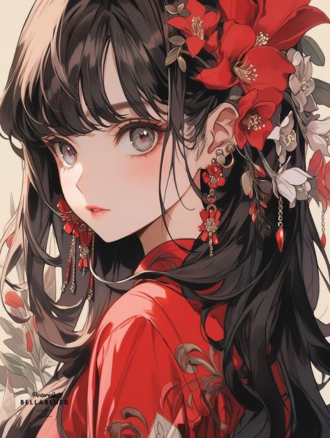 #MajesticEmpress #Royalty #RegalBeauty Description: "Witness the majesty of the Red Empress and her regal elegance." Reflection Mulan, Regal Elegance, Anime Kimono, Angel Girl, Manga Love, Anime Angel, I Love Anime, Girl Wallpaper, Japanese Women