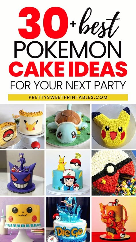 pokemon cake ideas Birthday Cake Pokemon, Cake Designs Easy, Pokemon Cake Ideas, Creative Cake Ideas, Pokemon Cakes, Cake Pokemon, Pokemon Cupcakes, Easy Pokemon, Pokemon Themed Party