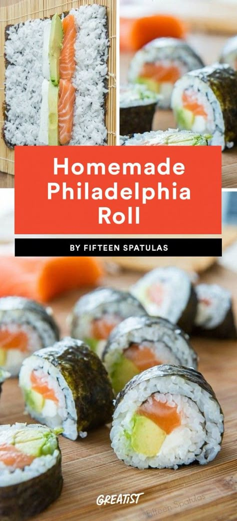 Philadelphia Roll, Sushi Recipes Homemade, Making Sushi, Dessert Chef, Sushi Roll Recipes, College Recipes, Diy Sushi, Sushi At Home, Easy Sushi