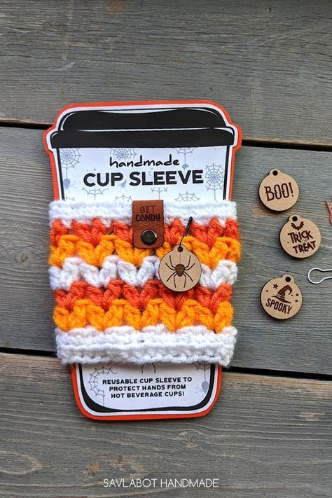 Free Crochet Cozy Patterns, Cup Coozie Crochet Free Pattern, Fall Crochet Ideas To Sell, Crochet Cup Cozy Free Pattern Coffee Sleeve, Crochet Items For Fall Craft Fair, Crochet Projects For Markets, November Crochet Ideas, Coffee Cup Printables Free, Coffee Cozy Crochet Pattern Free