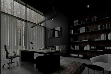 Mafia House Aesthetic, Mafia House, Dark Office, Dark Modern, House Aesthetic, Dark Home, Mansion Interior, Luxury Homes Dream Houses, Dream House Interior