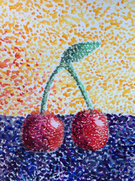 Pointalism Art, Dotted Drawings, Middle School Art Projects, Stippling Art, Fruits Drawing, Classroom Art Projects, Elementary Art Projects, School Art Projects, Dot Art Painting