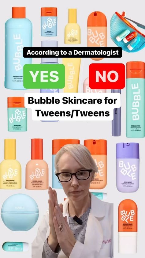 Brooke Jeffy, MD | Which Bubble products are safe for tween & teen skin? Let’s discuss. 🌿⁠ While I don’t love the line in general, I know your kiddos want it … | Instagram Bubble For Kids Skincare, Skincare For 11-12 Yrs Old, Good Skincare For Kids, Byoma Skincare Safe For Kids, Safe Skincare For Kids, Everdeen Skincare Kids, Bubble Skincare For Kids, Sephora Skin Care For Kids, Christmas Sephora