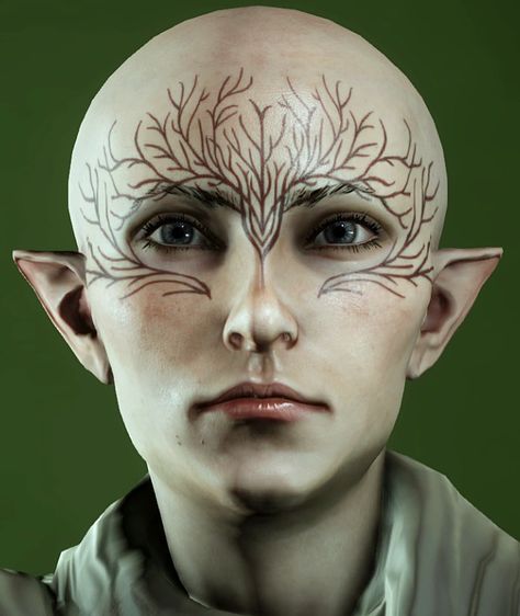 Mythal Vallaslin, Dragon Age Elf, Elf Tattoo, Elf Face, Dragon Age Characters, Facial Tattoos, Dragon Age Origins, Oc Inspiration, Antique Mirrors