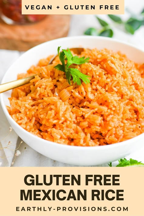 Gluten Free Mexican Recipes For Dinner, Celiac Mexican Recipes, Gluten Free Taco Bowls, Gluten Free Taco Recipes, Low Fodmap Mexican Rice, Gluten Free Spanish Rice, Gluten Free Dairy Free Rice Recipes, Gluten Free Taco Recipes For Dinner, Gluten Free Bowl Recipes