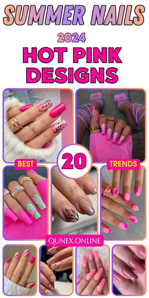 Embrace the summer vibes with short hot pink nails almond shape. Explore a range of cute designs and get inspired for your next manicure! Hot Pink Nails Almond, Hot Pink Nails Ideas, Hot Pink Nails Short, Summer Hot Pink Nails, Short Hot Pink Nails, Pink Nails Almond Shape, Pink Nails Almond, Pink Nails Short, Hot Pink Nail Polish