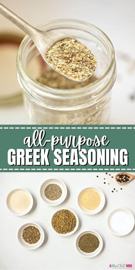 This easy blend of dried seasonings creates an all-purpose Greek Seasoning that is perfect for adding Mediterranean flavor to salads, fish, meat, veggies, and more! Diy Greek Seasoning, Homemade Greek Seasoning, Greek Seasoning Blend, Greek Seasoning Recipe, Easy Meals For Picky Eaters, Food Ideas For Breakfast, Meals For Picky Eaters, Homemade Rubs, Flavored Butters