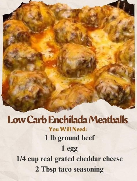 paula Deen lovers 🍟🍔🥣 | Low Carb Enchilada Meatballs | Facebook Emeals Low Carb Recipes, Low Carb Enchilada Meatballs, Enchilada Meatballs, My Heavenly Recipes, Shape Reclaimed, Low Carb Enchiladas, Meatballs Recipes, Beef Enchilada Recipe, Stuffed Meatballs