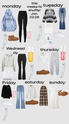 Check out kamstone11's Shuffles this weeks January’s outfits! School Outfits January, Cute Saturday Outfits Winter, Outfits For Friday At School, January Outfits 2025, Cute Outfits For Cold Days, What Should I Wear Today Outfits, One Week Outfit Plan, Weekly Outfits For School, Outfit Ideas For School Preppy