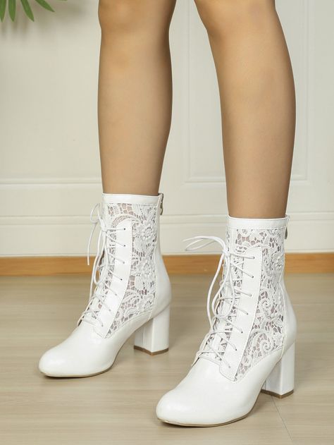 Winter Wedding Boots, White Wedding Boots, White Lace Boots, White Dress Boots, Bride Boots, White Lace Up Boots, Classic Boots Woman, White Heel Boots, Boho Wedding Shoes