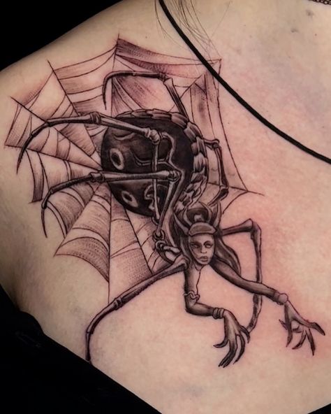 My first tattoo done earlier today. Inspired by Arachne, spider queen of space, she who spins the web of fates Spider Goddess, Spider Tattoos, Hipster Tattoo, Spider Web Tattoo, Optical Illusion Tattoo, Web Tattoo, Tattoos For Girls, Insect Tattoo, Goddess Tattoo