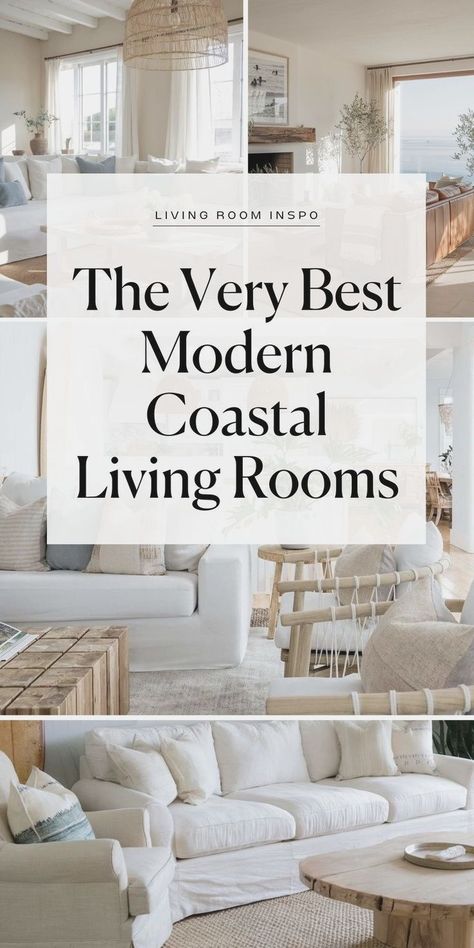 Searching for the best coastal living rooms to inspire your own space? This stunning modern coastal living room inspiration is the perfect mix of beachy, natural and neutral - stylish, modern living room inspo & cozy living rooms in the prettiest shades of blue, cream and beyond. SAVE these airy coastal living room / California coastal living room ideas for later! Coastal Glam Living Room, Beach Modern Living Room, Living Room Inspo Cozy, California Coastal Living Room, Modern Coastal Living Room Ideas, Coastal Casual Living Room, Beach Inspired Living Room, Room Inspo Cozy, Coastal Chic Living Room