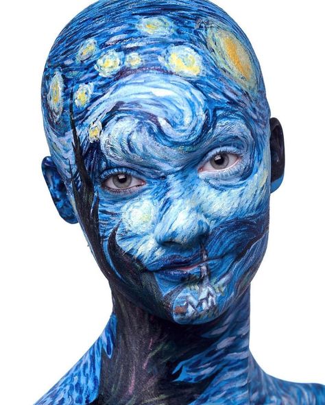 Starry Night Face Paint, Starry Night Makeup, Moma Museum, Painted Vans, Starry Nights, Halloween Makeup Looks, Halloween Looks, Face Art, Makeup Art