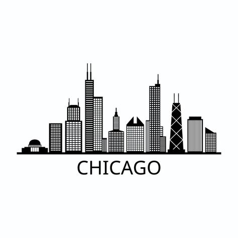 Chicago Skyline On Background Chicago Skyline Drawing, Chicago Skyline Art, Chicago Wallpaper, Skyline Logo, Chicago Cityscape, Decal Svg, Modern Postcard, Skyline Silhouette, City Vector