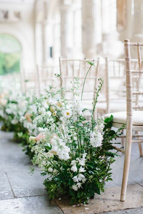 Wedding Aisle Lined With Fresh Flowers by Petalon - Stylish Wedding at Aynhoe Park With Incredible Floral Arch And Aisle By Petalon With Bride In Jenny Packham and Images by Melissa Beattie Ceremony Flowers Aisle, Aynhoe Park, Philadelphia Wedding Venues, Tattoo Plant, Aisle Flowers, Flowers And Greenery, Wedding Aisle Decorations, Church Flowers, Wedding Ceremony Flowers