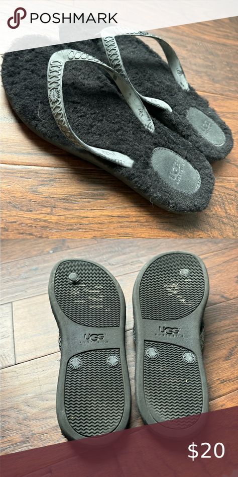 Black UGG flip flops Ugg Flip Flops, Black Uggs, Ugg Shoes, Flip Flops, Jewelry Watches, Plus Fashion, Outfit Inspo, Jeans Shoes, Fashion Tips