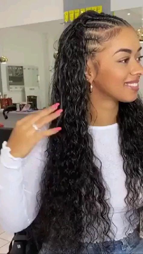 Cornrow Half Head, Front Braiding Hairstyles, Braids Top Of Head Half Up, Natural Curly Hair Braid Styles Half Up, Half Head Braided Hairstyles, Half Braided Curly Hairstyles, Hispanic Hairstyles Braids, Braids For Latinas Natural Hair, Front Half Braided Hairstyles