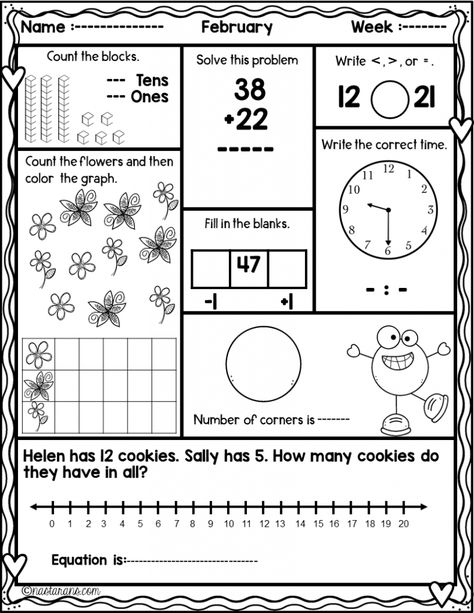 Download this FREE worksheet!Daily math review 1st grade is perfect for Spiral Math Homework, Spiral Review Math Morning Work, Warm Ups, or even Math Center Activities. These no preparation worksheets are aligned with common core standards first grade!Fun for students and print and go for teachers.#firstgrade #mathcenters #classroom Kindergarten Math Review, Math Websites, Math Morning Work, Math Spiral Review, Spiral Math, Math Practice Worksheets, Math Sheets, Kindergarten Skills, Abc Flashcards