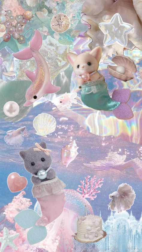 #sylvanianfamilies #mermaid 헬로키티 배경화면, Cute Iphone Wallpaper Tumblr, Mermaid Wallpapers, Cute Summer Wallpapers, Iphone Wallpaper Kawaii, Iphone Lockscreen Wallpaper, Wallpaper Doodle, Cute Poster, Cute Patterns Wallpaper