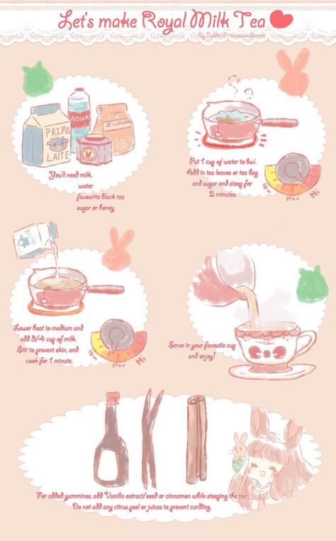 Cottagecore Recipes, Royal Milk Tea, Kitchen Witch Recipes, Homemade Cookbook, Recipe Drawing, Dangan Ronpa, Tea Recipe, Earl Grey, Tea Recipes